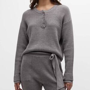 Monrow Waffle Knit Henley Sweater - Size S